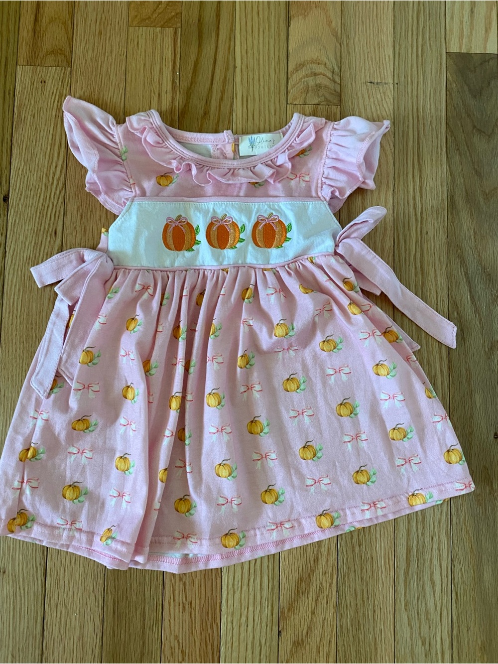 Pink Pumpkin Print Girls' twirl Dress